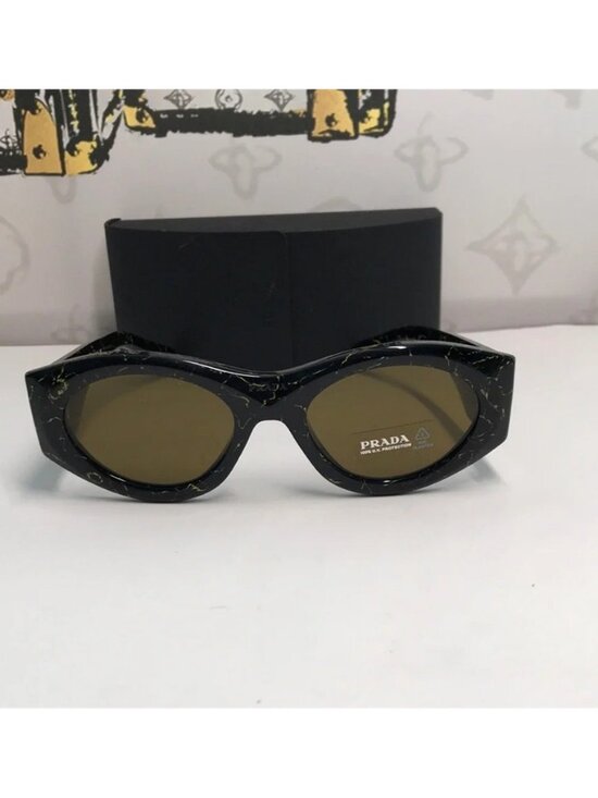 NEW AUTHENTIC PRAD PR 20ZS Women’s Sunglasses – Black Yellow Marble / Dark Brown main image 9